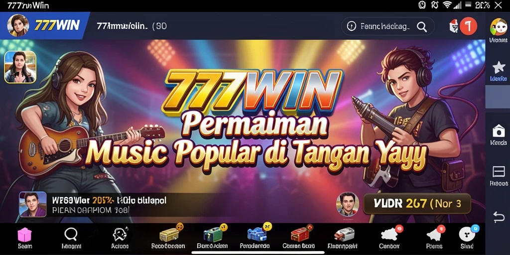 Tampilan menarik gameplay musik seru di 777WIN.