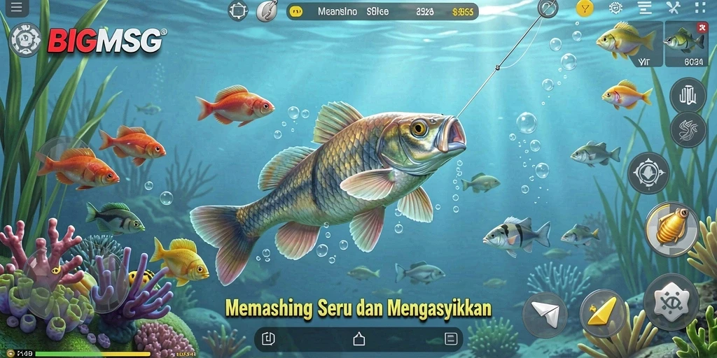 Tangkapan besar dalam gameplay memancing yang memukau.