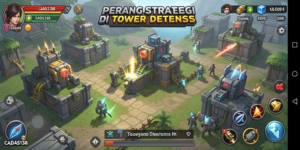 Screenshot gameplay CADAS138 dengan aksi menegangkan dalam Tower Defense.
