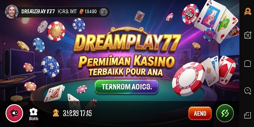 Tampilan screenshot utama DREAMPLAY77 menampilkan gameplay Kasino yang seru.