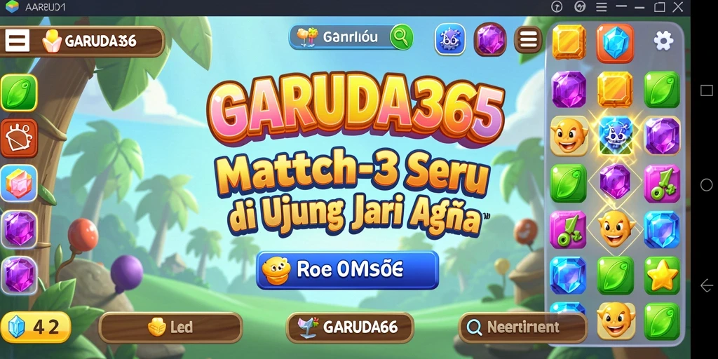 Tampilan gameplay menawan dari GARUDA365 dengan elemen Match-3 yang seru.
