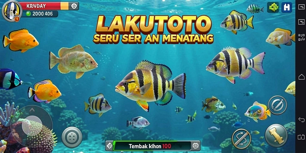 Gameplay seru Tembak Ikan dalam LAKUTOTO.