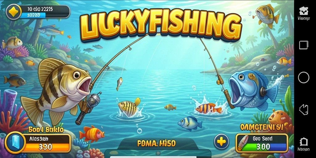 Gameplay menarik di LUCKYFISHING dengan tema memancing.