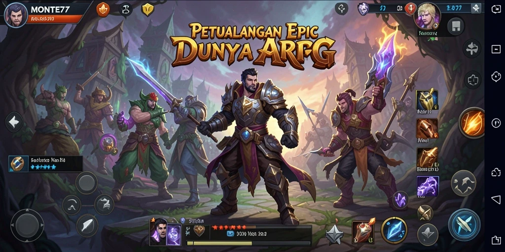 Tangkapan layar menunjukkan aksi seru dalam gameplay ARPG MONTE77.