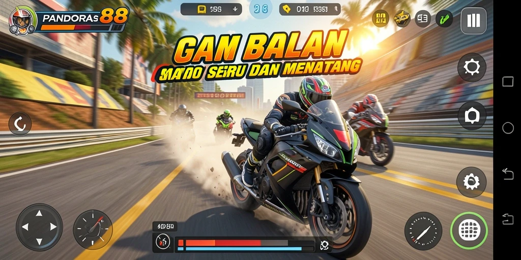 Tampilan menakjubkan dari gameplay balapan motor PANDORA88.