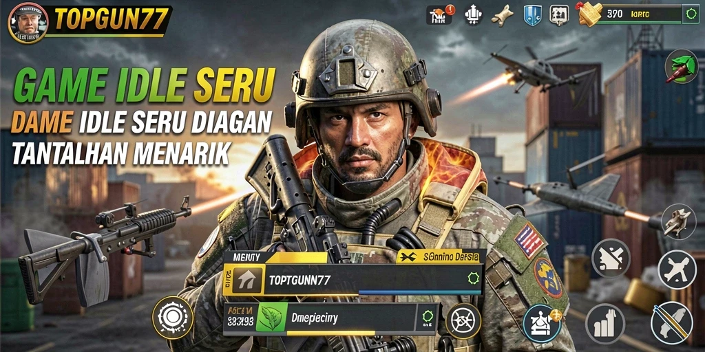 Screenshot gameplay <strong>TOPGUN77</strong> menampilkan pesawat tempur dalam aksi.